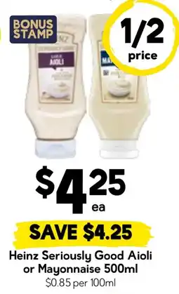 Drakes Heinz Seriously Good Aioli or Mayonnaise offer