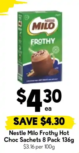 Drakes Nestle Milo Frothy Hot Choc Sachets offer