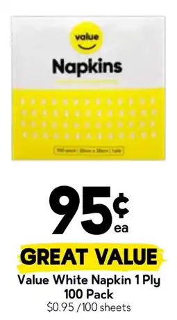 Drakes Value White Napkin 1 Ply offer