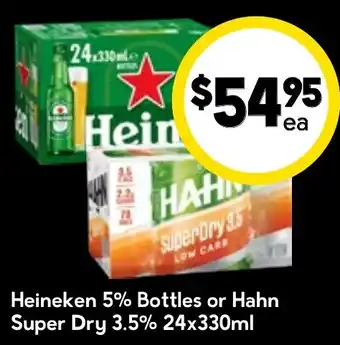 Heineken 5% Bottles or Hahn Super Dry 3.5%