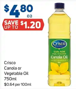 Foodland Crisco Canola or Vegetable Oil offer