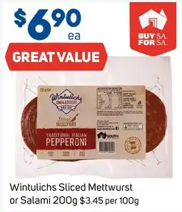 Foodland Wintulichs Sliced Mettwurst or Salami offer