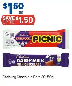 Foodland Cadbury Chocolate Bars 30-50g offer