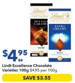 Ritchies Lindt Excellence Chocolate Varieties offer
