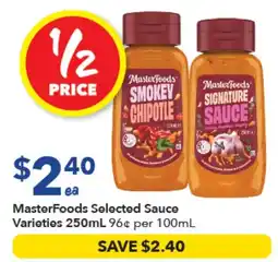 Ritchies MasterFoods Selected Sauce Varieties offer
