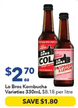 Ritchies Lo Bros Kombucha Varieties offer