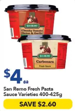 Ritchies San Remo Fresh Pasta Sauce Varieties offer