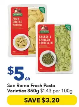 Ritchies San Remo Fresh Pasta Varieties offer