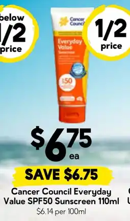 Drakes Cancer Council Everyday Value SPF50 Sunscreen offer