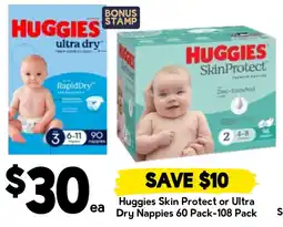 Drakes Huggies Skin Protect or Ultra Dry Nappies offer