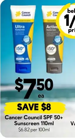 Drakes Cancer Council SPF 50+ Sunscreen offer