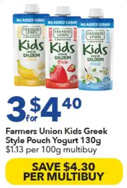 Ritchies Farmers Union Kids Greek Style Pouch Yogurt offer
