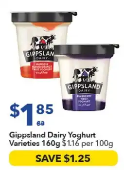 Ritchies Gippsland Dairy Yoghurt Varieties offer