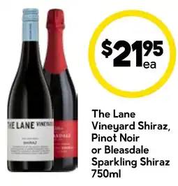 Drakes The Lane Vineyard Shiraz, Pinot Noir or Bleasdale Sparkling Shiraz offer