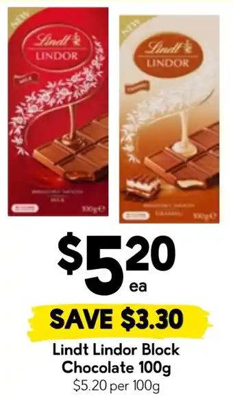 Drakes Lindt Lindor Block Chocolate offer