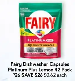 Drakes Fairy Dishwasher Capsules Platinum Plus Lemon offer