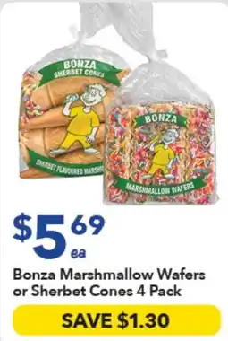 Ritchies Bonza Marshmallow Wafers or Sherbet Cones 4 Pack offer