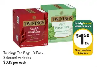 Twinings Tea Bags 10 Pack Selected Varieties