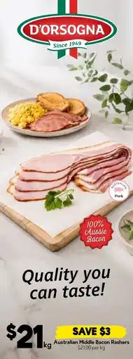 Drakes D'Orsogna Australian Middle Bacon Rashers offer