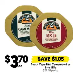 Drakes South Cape Mini Camembert or Brie offer
