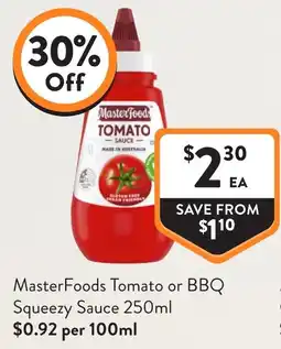 Foodworks MasterFoods Tomato Squeeze Sauce offer