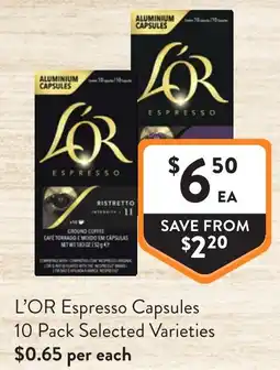 Foodworks L'OR Espresso Capsules offer