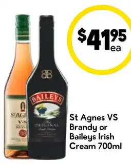 Drakes St Agnes VS Brandy or Baileys Irish Cream offer