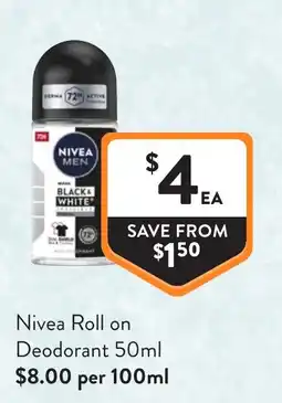 Foodworks Nivea Roll on Deodorant offer