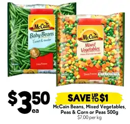 Drakes McCain Beans, Mixed Vegetables, Peas & Corn or Peas offer