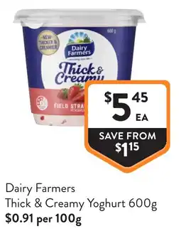 Foodworks Dairy Farmers Thick & Creamy Yoghurt offer