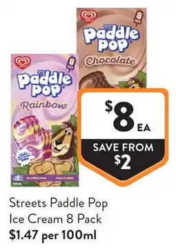 Foodworks Streets Paddle Pop Ice Cream 8 Pack offer