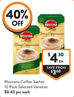 Foodworks Moccona Coffee Sachet 10 Pack Selected Varieties offer