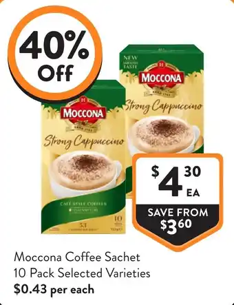 Foodworks Moccona Coffee Sachet 10 Pack Selected Varieties offer