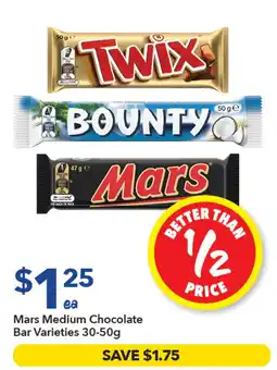 Ritchies Mars Medium Chocolate Bar Varieties offer