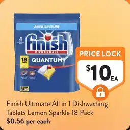 Foodworks Finish Ultimate All in 1 Dishwashing Tablets Lemon Sparkle offer