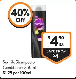 Foodworks Sunsilk Shampoo or Conditioner offer