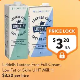 Foodworks Liddells Lactose Free Full Cream, Low Fat or Skim UHT Milk offer