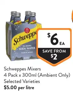 Foodworks Schweppes Mixers offer