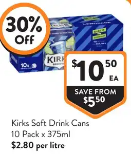 Foodworks Kirks Soft Drink Cans offer