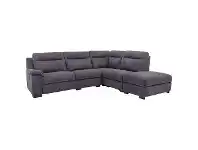 LivingStyles Boulevard Fabric RHF Open Terminal Corner Sofa with Powered Recliner & Storage Ottoman, 4 Seater, Dark Grey offer