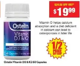 Chemist Warehouse Ostelin Vitamin D3 & K2 60 Capsules offer