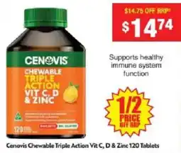 Chemist Warehouse Cenovis Chewable Triple Action Vit C, D & Zinc offer