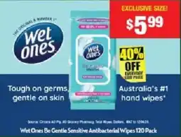 Chemist Warehouse Wet Ones Be Gentle Sensitive Antibacterial Wipes offer