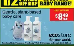 Chemist Warehouse ecostore Baby Fragrance Free Body Wash & Shampoo or Bubble Bath offer