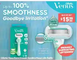Chemist Warehouse Gillette Venus Extra Smooth Sensitive Razor with Refills offer