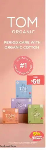 Chemist Warehouse Tom Organic Period Care with Organic Cotton offer