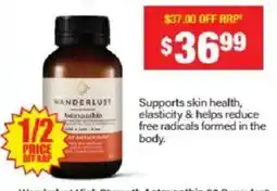 Chemist Warehouse Wanderlust High Strength Astaxanthin 60 Capsules offer