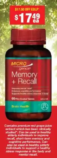 Chemist Warehouse Microgenics Memory + Recall offer