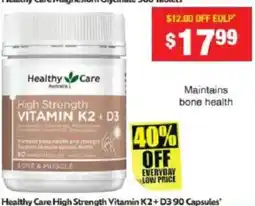 Chemist Warehouse Healthy Care High Strength Vitamin K2 + D3 Capsules offer