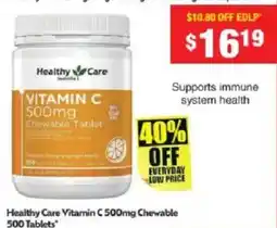 Chemist Warehouse Healthy Care Vitamin C 500mg Chewable Tablet offer